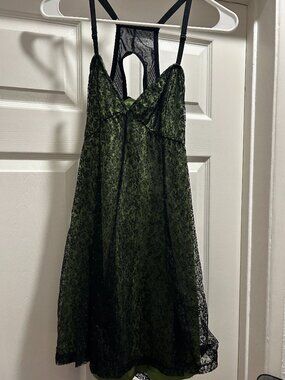 Green and Black Lace Fairy Dress with Wings
